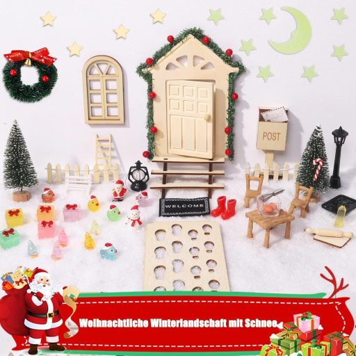 XIMISHOP 78-dielna súprava vianočných škriatkov, stavebnica domčeka pre škriatkov s dekoráciami