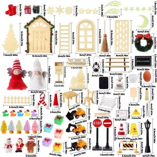 XIMISHOP 78-dielna súprava vianočných škriatkov, stavebnica domčeka pre škriatkov s dekoráciami