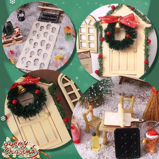 XIMISHOP 78-dielna súprava vianočných škriatkov, stavebnica domčeka pre škriatkov s dekoráciami