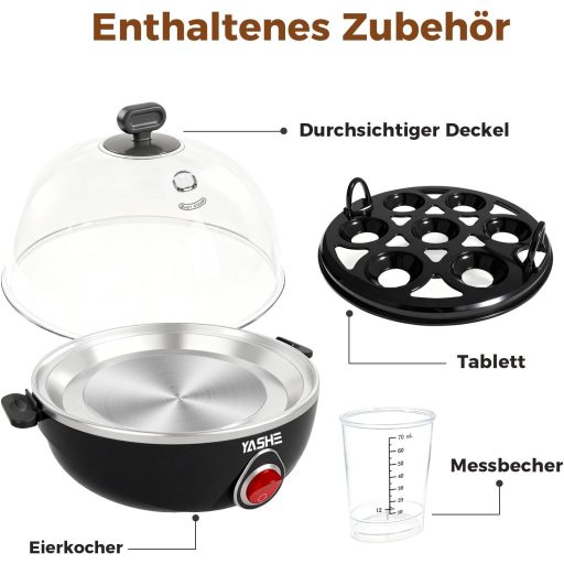 YASHE Elektromos Tojásfőző 7 Tojáshoz Kemény Puha Főzéshez Mérőpohárral