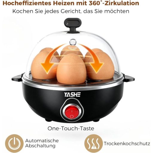 YASHE Elektromos Tojásfőző 7 Tojáshoz Kemény Puha Főzéshez Mérőpohárral