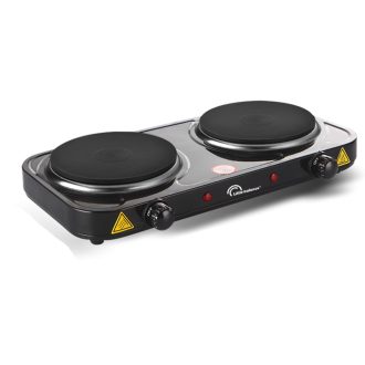   LITTLE BALANCE Vintage Elektromos Dupla Főzőlap 2 Termosztáttal Diákoknak Camping Irodához