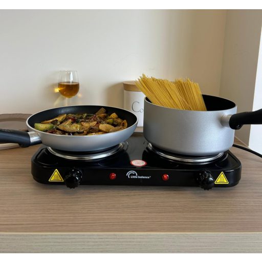 LITTLE BALANCE Vintage Elektromos Dupla Főzőlap 2 Termosztáttal Diákoknak Camping Irodához