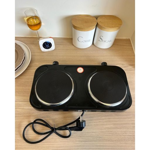 LITTLE BALANCE Vintage Elektromos Dupla Főzőlap 2 Termosztáttal Diákoknak Camping Irodához