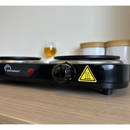 LITTLE BALANCE Vintage Elektromos Dupla Főzőlap 2 Termosztáttal Diákoknak Camping Irodához