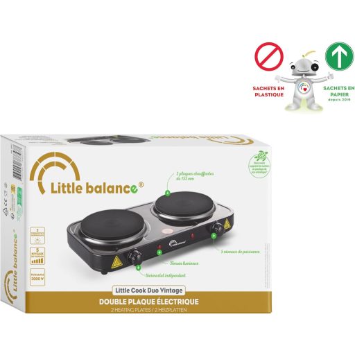 LITTLE BALANCE Vintage Elektromos Dupla Főzőlap 2 Termosztáttal Diákoknak Camping Irodához