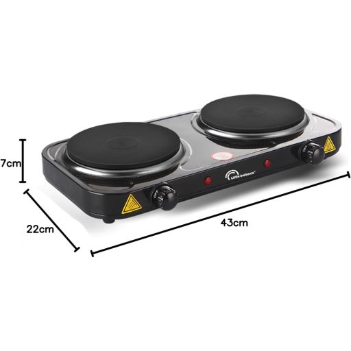 LITTLE BALANCE Vintage Elektromos Dupla Főzőlap 2 Termosztáttal Diákoknak Camping Irodához