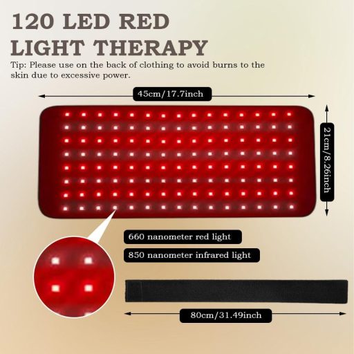 Piashow 120 LED vörös fény terápia öv, 5 fokozatú vibráció masszázs, infravörös fájdalomcsillapítás