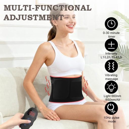 Centură de terapie cu lumină roșie Piashow cu 120 LED-uri, masaj prin vibrații cu 5 trepte, ameliorarea durerii cu infraroșu