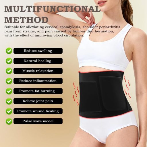 Centură de terapie cu lumină roșie Piashow cu 120 LED-uri, masaj prin vibrații cu 5 trepte, ameliorarea durerii cu infraroșu