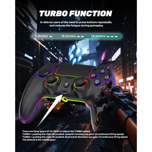 MYSTILUCK Gamepad Wireless PS5/PC/MAC/iOS/Android/Steam Deck, LED RGB, Stick-uri Hall Effect