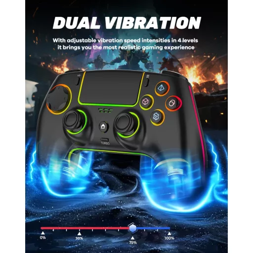 MYSTILUCK Gamepad Wireless PS5/PC/MAC/iOS/Android/Steam Deck, LED RGB, Stick-uri Hall Effect