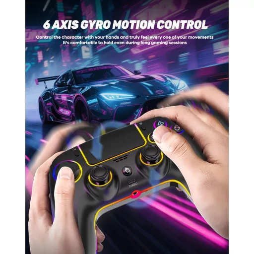 MYSTILUCK Gamepad Wireless PS5/PC/MAC/iOS/Android/Steam Deck, LED RGB, Stick-uri Hall Effect