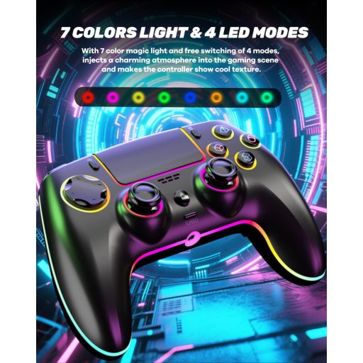 Bezdrôtový herný ovládač MYSTILUCK pre PS5/PC/MAC/iOS/Android/Steam Deck s RGB LED osvetlením a Hallovým efektom na páčkach