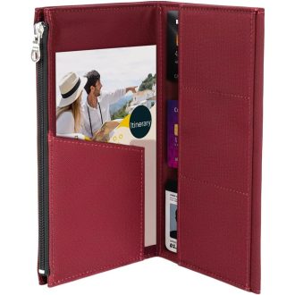   WANDERINGS Cipzáras Kártyatartó Utazási Napló Kiegészítő Bordó Vászon Tok