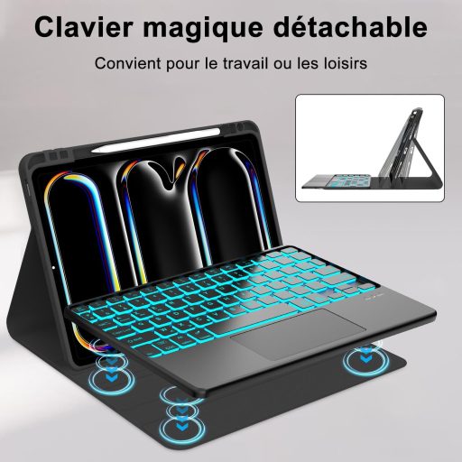 SENGBIRCH iPad Pro 11 M4 2024 Tipkovnica Futrola Francuski AZERTY Trackpad Osvijetljena