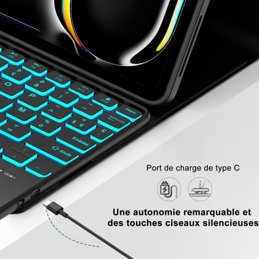SENGBIRCH iPad Pro 11 M4 2024 Tipkovnica Futrola Francuski AZERTY Trackpad Osvijetljena