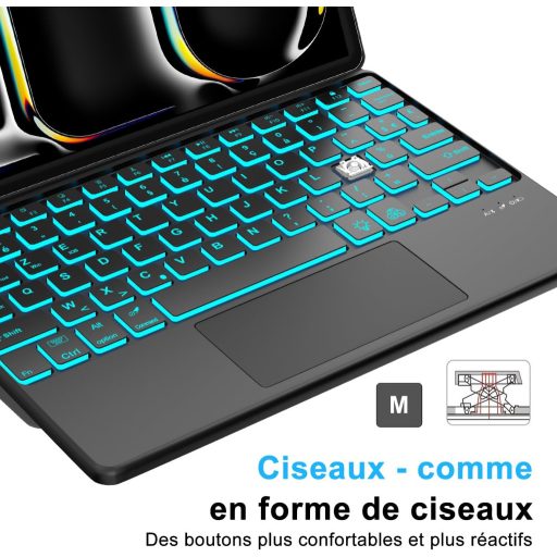 SENG BIRCH Husă Tastatură iPad Pro 11 M4 2024 Franceză AZERTY cu Trackpad și Iluminare