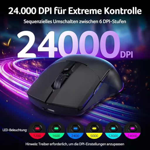 Acer Gaming Egér Dual Mode 24K DPI Wireless RGB Programozható Bal és Jobbkezes