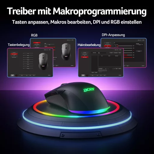 Acer Gaming Egér Dual Mode 24K DPI Wireless RGB Programozható Bal és Jobbkezes