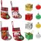 Sada vianočných dekorácií Kiuiom, 4 kusy, vianočné ponožky, ozdoby a darčeková krabička