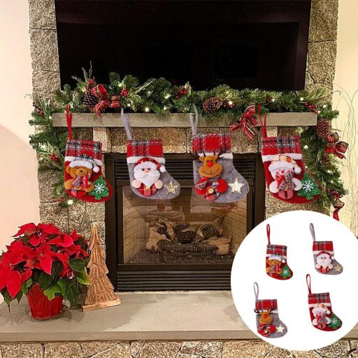 Kiuiom Karácsonyi Dekoráció Szett 4 Darab Zokni Díszítés Baubles Ajándékdoboz