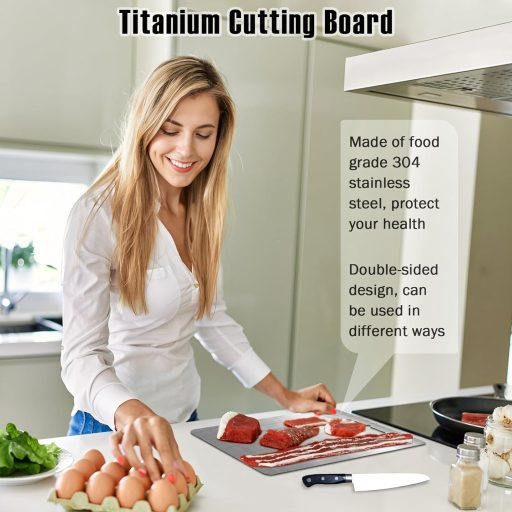 Kazaigou 2 darabos vágódeszka titánium rozsdamentes acél kétoldalas élelmiszer