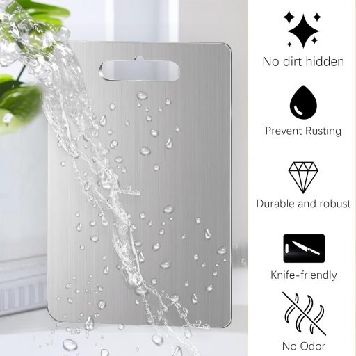 Kazaigou 2 darabos vágódeszka titánium rozsdamentes acél kétoldalas élelmiszer