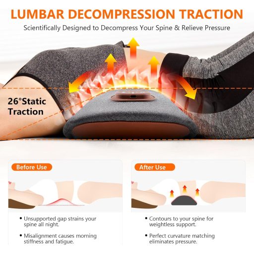 USUIELIGHT Elektromos Lumbális Párna Hővel és Vibrációs Masszázzsal - Ortopédikus Memóriahabos Hátpárna