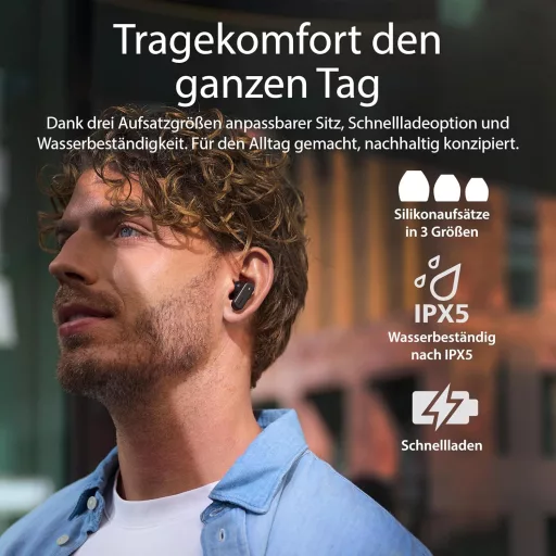 Philips TAT6000BK True Wireless Fülhallgató Aktív Zajszűréssel, 28 Óra Játékidő, Bluetooth 5.4