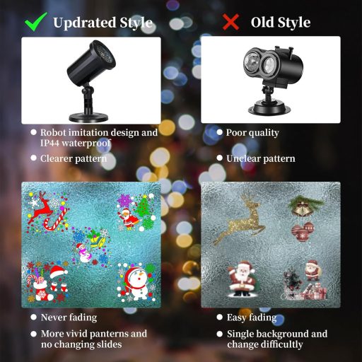 CSYY Karácsonyi Projektor Távirányítóval, Vízálló LED Fényjátékvetítő Kültéri Dekorációhoz