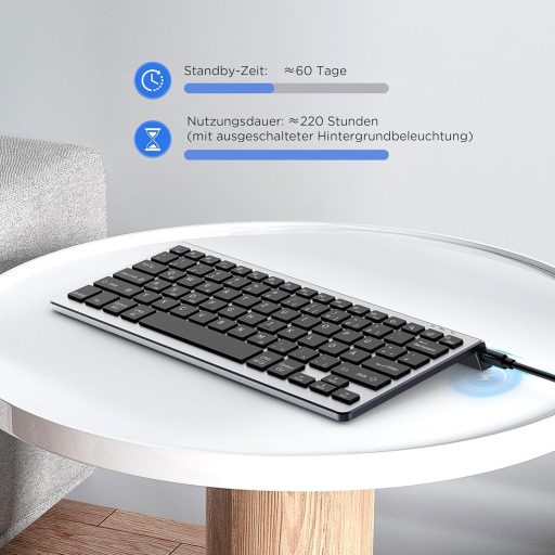 Tastatură Bluetooth CACOE pentru iPad/Tabletă/PC, Iluminare de fundal în 7 culori, 3 canale