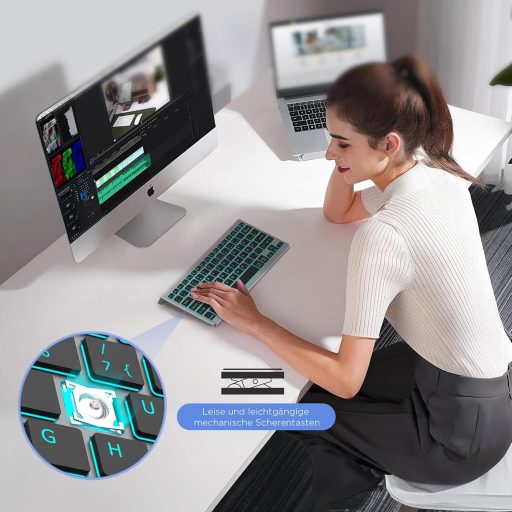 Tastatură Bluetooth CACOE pentru iPad/Tabletă/PC, Iluminare de fundal în 7 culori, 3 canale