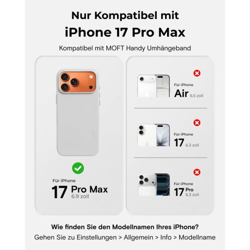 MOFT MOVAS iPhone 17 Pro Max mágneses tok, vegán bőr, puha tapintás, foltálló
