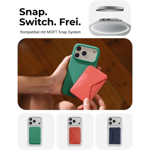 MOFT MOVAS iPhone 17 Pro Max mágneses tok, vegán bőr, puha tapintás, foltálló