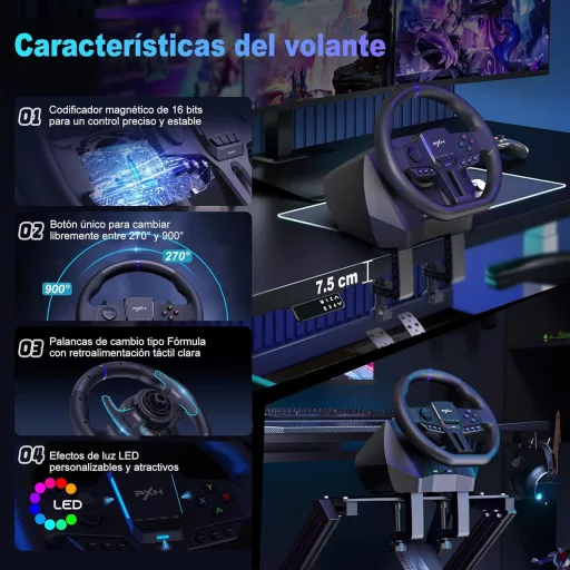 PXN V900 Gen2 Versenykerék pedálokkal, 270°/900° forgás, Hall-effekt, vibráció