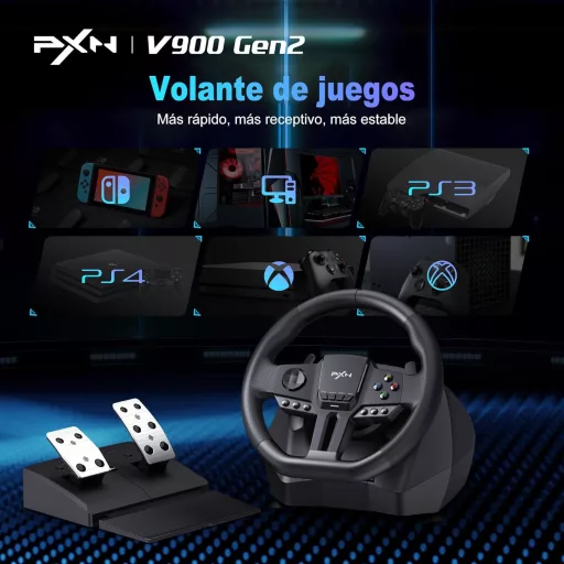 PXN V900 Gen2 Versenykerék pedálokkal, 270°/900° forgás, Hall-effekt, vibráció