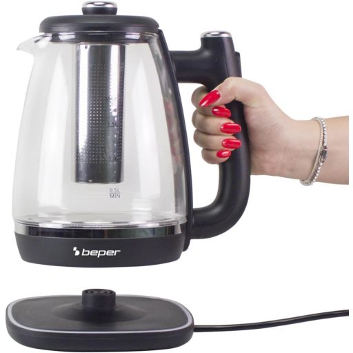 BEPER 1,8L Üveg Vízforraló 2200W Forgatható Talppal és Automatikus Lekapcsolással