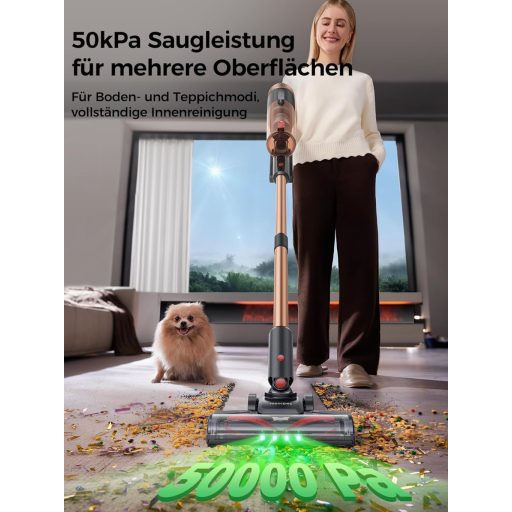 Proscenic P11 Ultra vezeték nélküli porszívó, 50 kPa, 50 perc üzemidő, érintőképernyő, arany