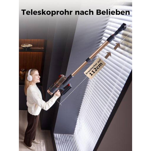 Proscenic P11 Ultra vezeték nélküli porszívó, 50 kPa, 50 perc üzemidő, érintőképernyő, arany