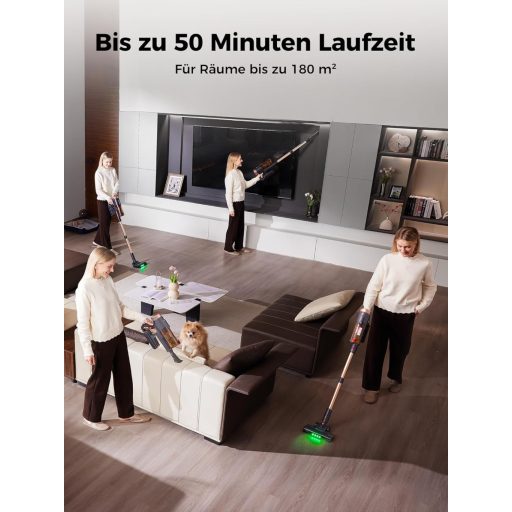 Proscenic P11 Ultra vezeték nélküli porszívó, 50 kPa, 50 perc üzemidő, érintőképernyő, arany