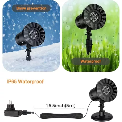 Langubaby LED Hópehely Projektor Kültéri Karácsony Vízálló IP65 Kék Fehér