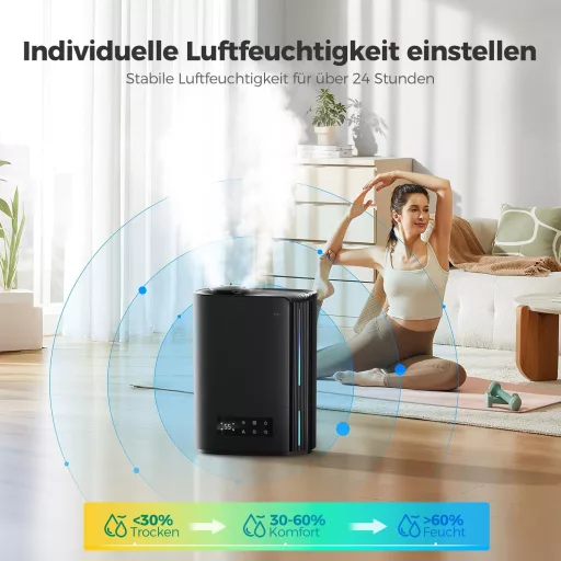 AROEVE 6L ultrahangos párásító aroma diffúzor, csendes szobai humidifier 60 órás üzemidővel