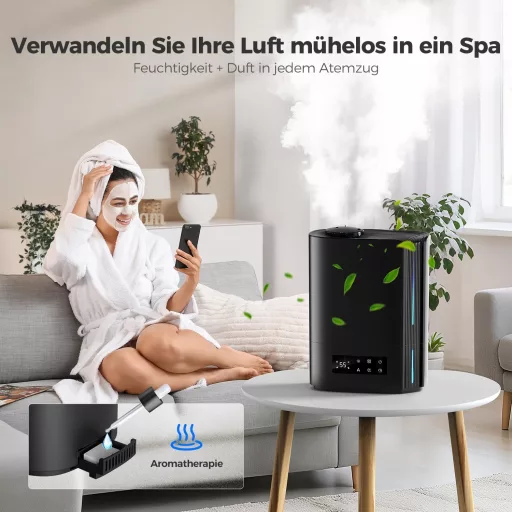 AROEVE 6L ultrahangos párásító aroma diffúzor, csendes szobai humidifier 60 órás üzemidővel