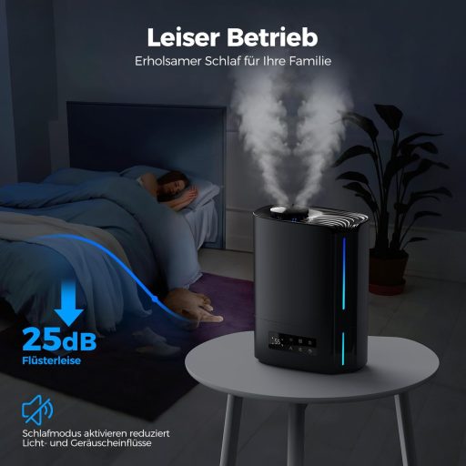AROEVE 6L ultrahangos párásító aroma diffúzor, csendes szobai humidifier 60 órás üzemidővel