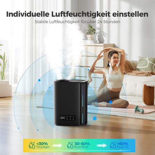 AROEVE 6L ultrahangos párásító aroma diffúzor, csendes szobai humidifier 60 órás üzemidővel