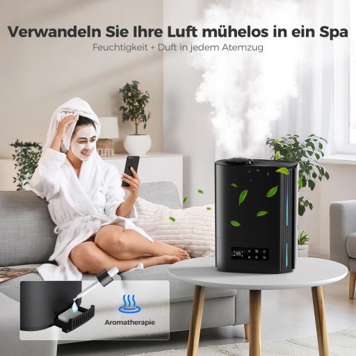 AROEVE 6L ultrahangos párásító aroma diffúzor, csendes szobai humidifier 60 órás üzemidővel