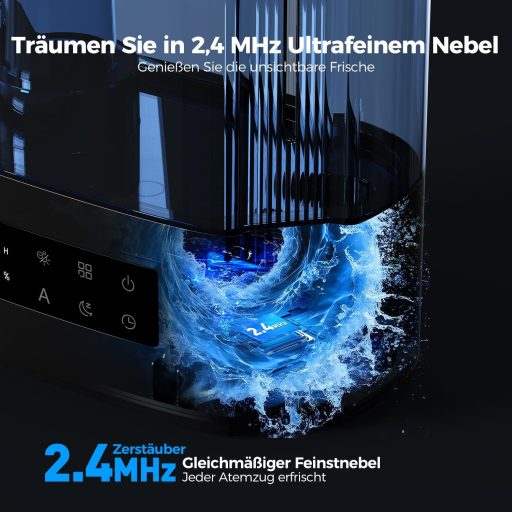 AROEVE 6L ultrahangos párásító aroma diffúzor, csendes szobai humidifier 60 órás üzemidővel