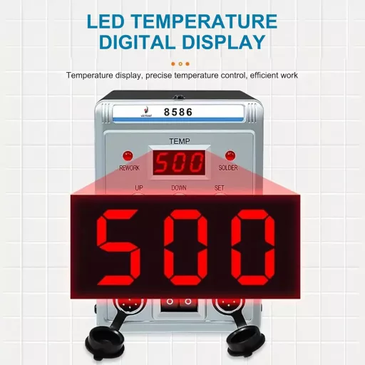 Victool 8586 2-in-1 forrasztóállomás forrólevegős forrasztópáka 200-480°C digitális kijelzővel