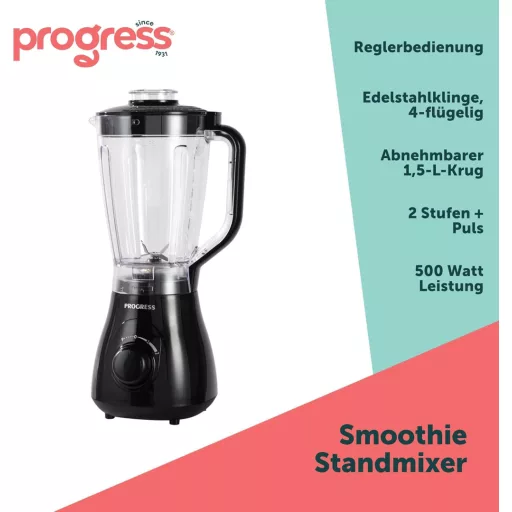 Progress 1,5L Turmixgép 2 Fokozat Pulse Funkcióval Rozsdamentes Keverővel